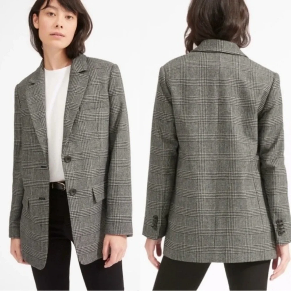 Everlane the Italian Wool Oversized Blazer Jacket in Glen Plaid Womens Size 00